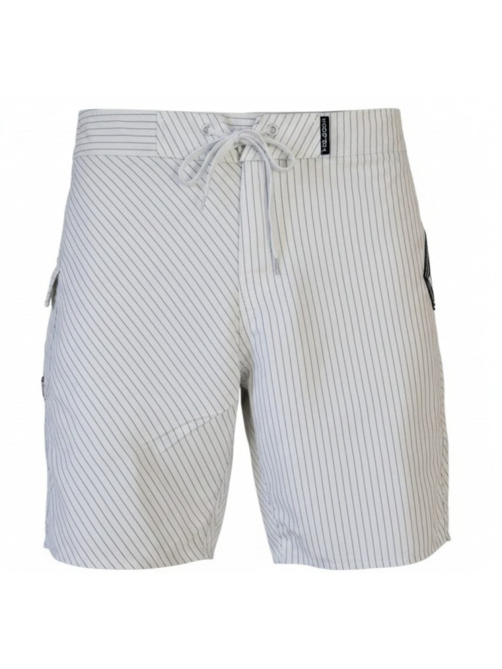 VOLCOM Vintage White With Black Stripes Zip-Fly Board Shorts Men's 33 Inseam 11"
